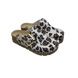 Niland Ženske anatomske kožne klompe, Leopard print, Bele