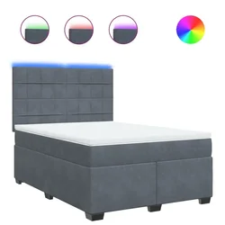 Vidaxl Box spring postelja z vzmetnico temno siva 140x200 cm žamet