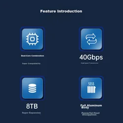 Acasis Kućište za SSD TBU405M1, M.2 NVMe, USB4/Thunderbolt 3, 40Gbps, Sivo