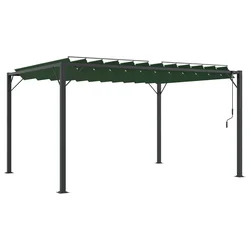 Gazebo s krovom s roletnom 3 x 4 x 2,14 m Zelena