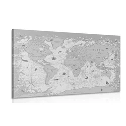 Slika zemljevid v črnobeli izvedbi - 60x40