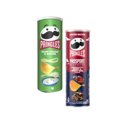 Pringles Čips, Pavlaka i luk, 165 g+Pringles Čips, Kanadski slatko-dimljeni BBQ, 165 g