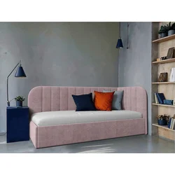 MID.YOU OBLAZINJENA POSTELJA 90 cm x 200 cm , les, tekstil, leseni material roza