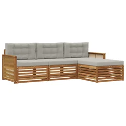 Set vanjskih sofa Prirodna i svjetlosiva 249 x 162,5 x 73 cm