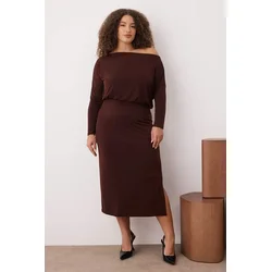 Trendyol Curve Ženska haljina Tbbaw26Ah00018, Braon
