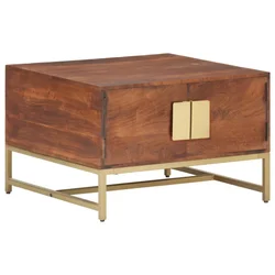 Vidaxl Klubska mizica medeno rjava 67x67x45 cm trden akacijev les