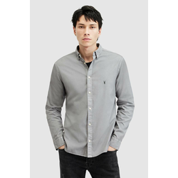 Košulja AllSaints za muškarce, boja: siva, regular, s klasičnim ovratnikom