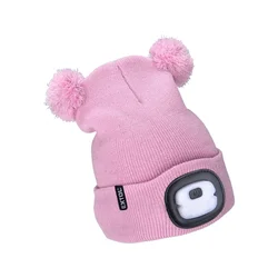 Extol - Kapa sa čelovkom i USB punjenjem 250 mAh, roze sa pomponima, vel. dečija