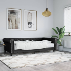 Dnevni krevet s madracem crni 90 x 200 cm od umjetne kože