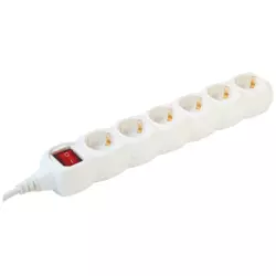 home Produžni kabl, 6 utičnice, prekidač, 1.5mm2, 5 met, bijeli - NV 6K-5/WH/1,5