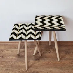 Hanah Home 2SHP130 Pomoćni stočić, 2 komada, Crno-beli