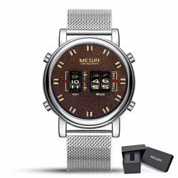 Moška ročna ura Megir Military Silver Mesh