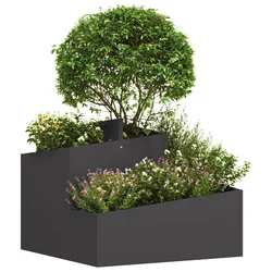 Vrtna saksija Crna 60 x 60 x 50 cm Čelična vrata