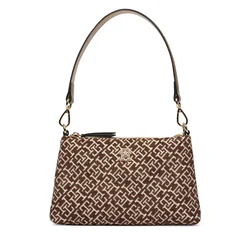 Ročna torba Tommy Hilfiger Th Jacquard Mini Shoulder Bag AW0AW19006 Rjava