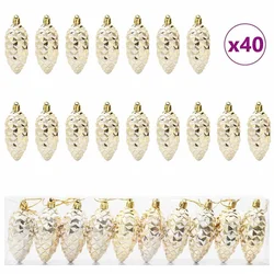 Božićna kuglica s četinicom 40 pcs Zlatno Plastika