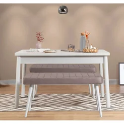 HANAH HOME Trpezarijski sto sa 2 klupe Costa 0701 White Soho Grey