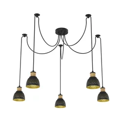 Prezent 27525 - Luster na sajli MESCALA 5xE14/40W/230V pauk crna