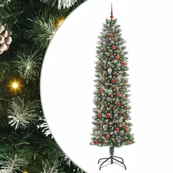 Umjetno vitko božićno drvce s stalakom Zelena i bijela 240 cm
