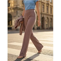 Sinsay - Pletene flare pantalone sa šavovima - kafa