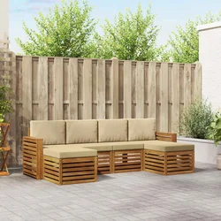 Setovi sofa s jastukom 6 pcs Prirodna i bež Čvrsto drvo akacije