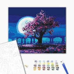 Poslikava po številkah sakura v mesečnem svitu - 50x40