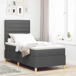 LED Box Spring Krevet s madracem Tamno siva 80 x 200 cm tkanina