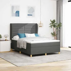 Krevet s opruga kutije Tamno siva 200 x 160 cm tkanina