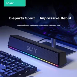 Soaiy Desktop soundbar SH02, RGB, Crni