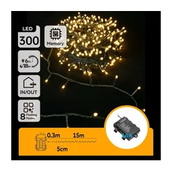 Aigostar-LED Spoljna LED girlanda 300xLED/8 funkcija 3xAA 15,3m IP44 topla bela