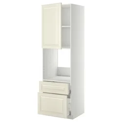 METOD/MAXIMERA Vsk omara za pečico+vr/2lč/1s/1v pr, bela/Bodbyn krem bela, 60x60x200 cm