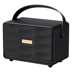 Bluetooth zvučnik JUKEBOX 30W retro – stereo/ bass/ do 25 h/ AUX/TF/USB/ kožna ručka/ crni
