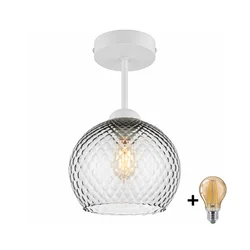 BRILAGI - LED plafonski luster R GLASS 1xE27/60W/230V pr. 18 cm bela/dimna siva