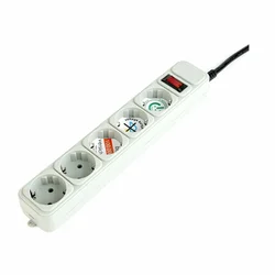 GEMBIRD SPG3-B-10C Produzni kabl sa zastitom 5 uticnica (3x1.5mm) 16A 3m grey