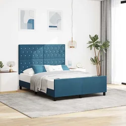 vidaXL vidaXL Postelja Temno Modra 140x190 cm Žamet, (22049207)