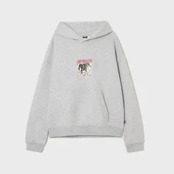 Cropp - Dukserica sa kapuljačom i printom - light grey
