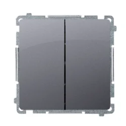 shumee Simon Basic dvojno stopniščno stikalo 10AX, 250V mat srebrno BMW6/2.01/43