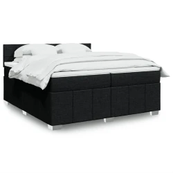 Vidaxl Box spring postelja z vzmetnico črn 200x200 cm blago