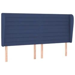 Vidaxl Vzglavje z ušesi modro 183x23x118/128 cm blago