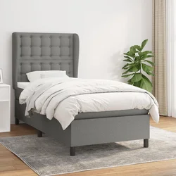 vidaXL Box spring postelja z vzmetnico temno siva 100x200 cm blago