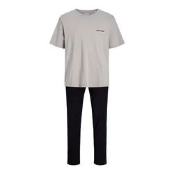 JACK & JONES Dolga pižama JACEVEREST siva / črna