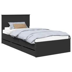 Vidaxl Konstrukcija postelje Črna 100 x 200 cm Inženirsko leseno