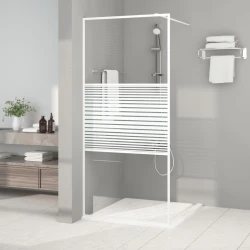 Pregrada za tuš bijela 90 x 195 cm s prozirnim staklom ESG