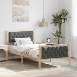 Krevetna konstrukcija Tamno siva 90 x 190 cm Čvrsto borovo drvo
