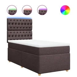 Vidaxl Box spring postelja z vzmetnico temno rjava 80x200 cm blago