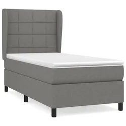 Vidaxl Box spring postelja z vzmetnico temno siva 90x190 cm blago