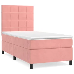shumee Box spring postelja z vzmetnico roza 90x190 cm žamet