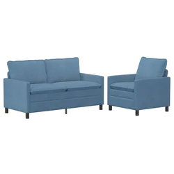 Vidaxl Kavčna garnitura 2 kos Modra Blago