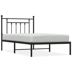Vidaxl Kovinski posteljni okvir z vzglavjem črn 100x190 cm