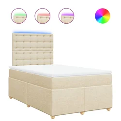 Vidaxl Box spring postelja z vzmetnico krem 120x200 cm blago