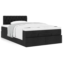 Otomanski krevet s madracem crni 120x190 cm tkanine